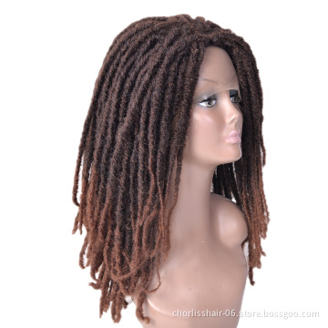 Manufacturer Supplier Synthetic Hair Wigs for Women Dreadlocks Braiding Hair Wig Faux Locs Crochet Braided Lace Frontal Wig